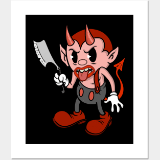 Devil With a Razor Creepy cartoony Horror Art Posters and Art